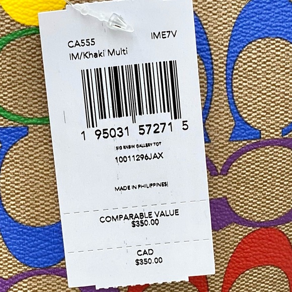 Coach Gallery Tote In Rainbow Signature Canvas - Picture 9 of 12